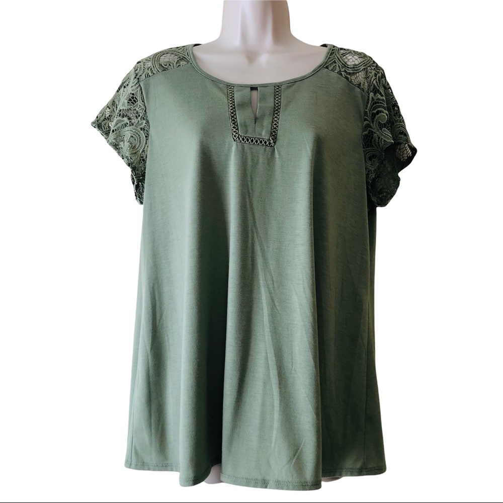 PerCeption Concept Green Lace Top Large